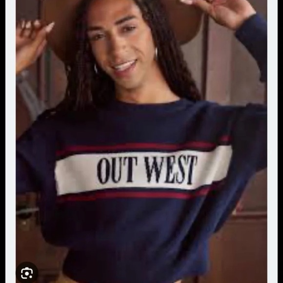 NWT Aerie Out West Navy Blue Sweater 
size Large - Picture 3 of 12